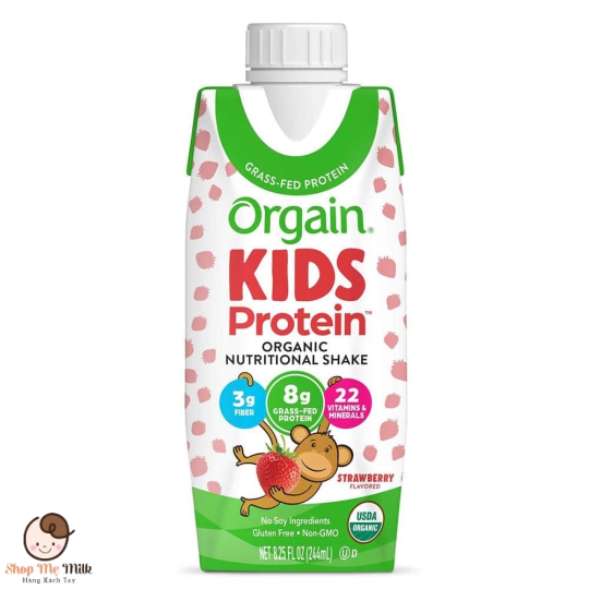 Sữa Orgain Kids Protein Strawberry Mỹ 244ml Thùng 12 Hộp date 2/2024