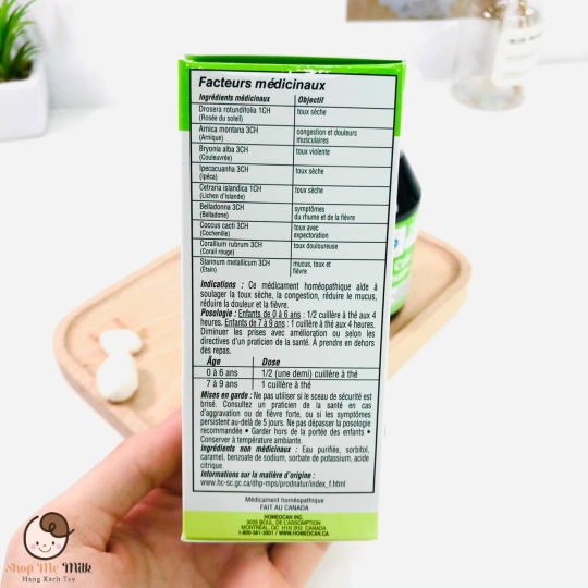 Siro trị ho, cảm cúm Canada Enfants Toux et Rhume cho bé từ 0-10 tuổi
