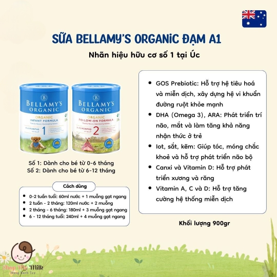 Sữa Bellamy Organic 800G Úc đạm A1