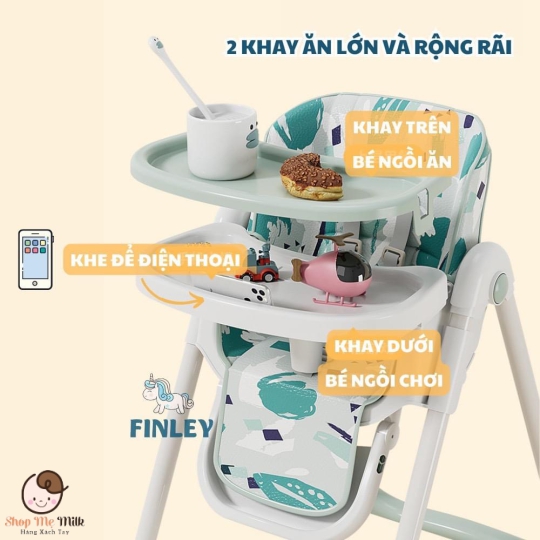 Ghế ăn dặm Finley Hinton đa năng chỉnh cao thấp gấp gọn cho bé ăn dặm ( Bảo hành)