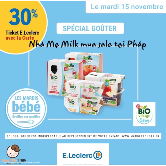 Sữa chua Bio Vilage Bé.Bé Bio Pháp lốc 4 Hũ 100g ( note vị trong ghi chú đặt hàng)