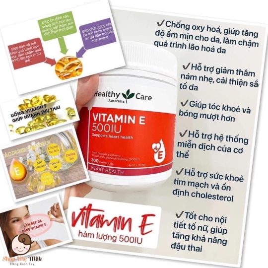 Vitamin E 500IU Healthy Care Úc Hộp 200 Viên