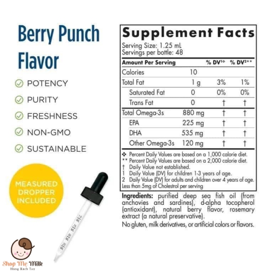 DHA EXTRA NORDIC MỸ 880Mg ( Liều cao cho bé từ 1-6 tuổi) 60ml