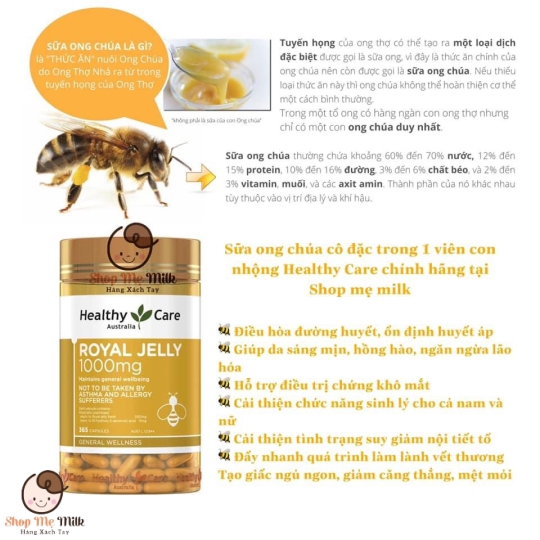 Sữa ong chúa Healthy Care Royal Jelly 1000mg 365 viên