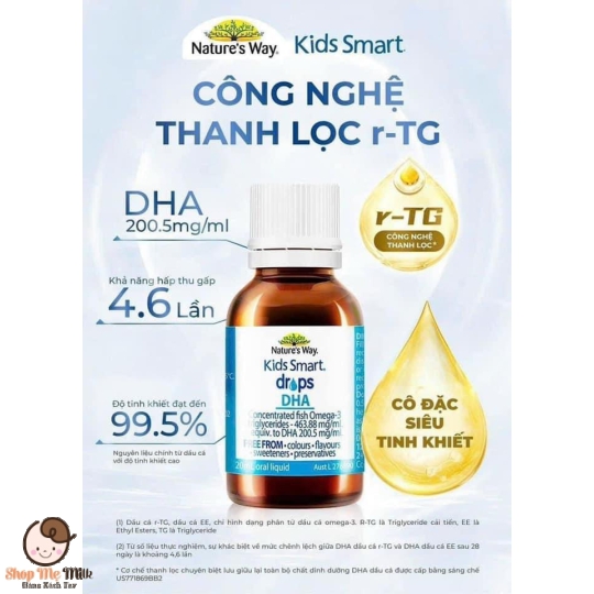 DHA DROP NATURE'S WAY Dạng nước cho bé từ 0-3 tuổi của Úc Hàng air