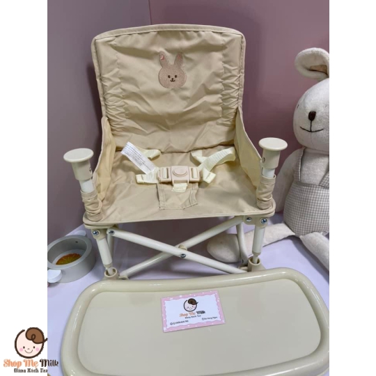 Ghế Hoo ăn dặm gấp gọn Style Hàn ( Bản tem vàng loại 1 - Thêu thỏ)