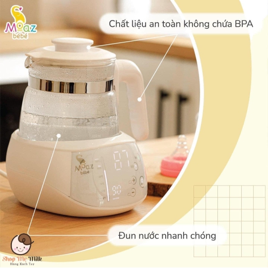 Bình đun nước pha sữa thông minh Moaz Bebe MB-002 ( Giữ nhiệt auto 40 độ C)