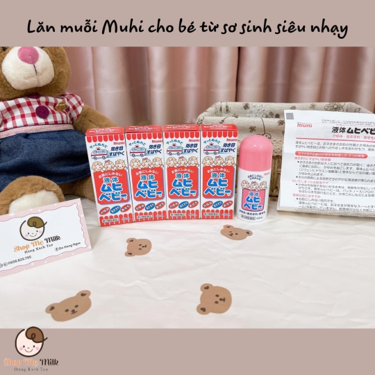 Lăn trị muỗi Muhi hồng 40ml Nhật - Cho trẻ sơ sinh