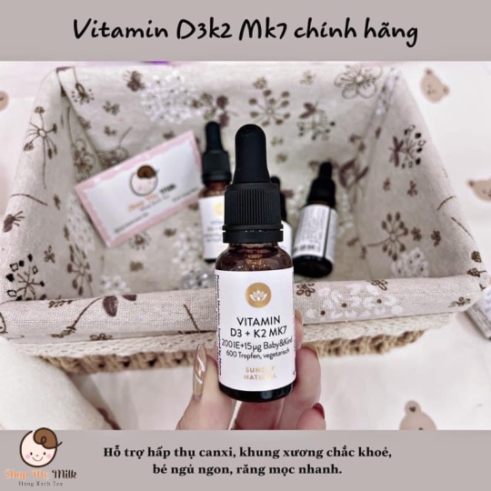 Sunday Natural Vitamin D3 K2 MK7 200IE Hỗ Trợ Tăng Chiều Cao, Chống Còi Xương 20 ml