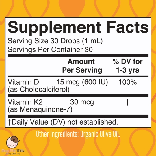 Vitamin D3 + K2 Mary Ruth's Organic Liquid Drops Mỹ 1-3 tuổi