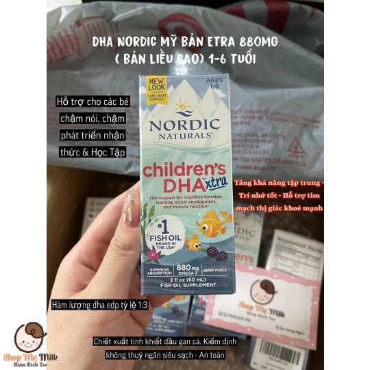 DHA EXTRA NORDIC MỸ 880Mg ( Liều cao cho bé từ 1-6 tuổi) 60ml