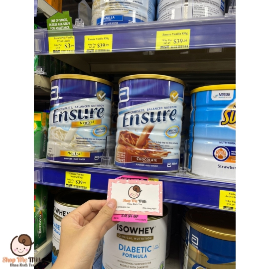 Sữa Ensure vị Chocolate 850G của Úc Hàng Air