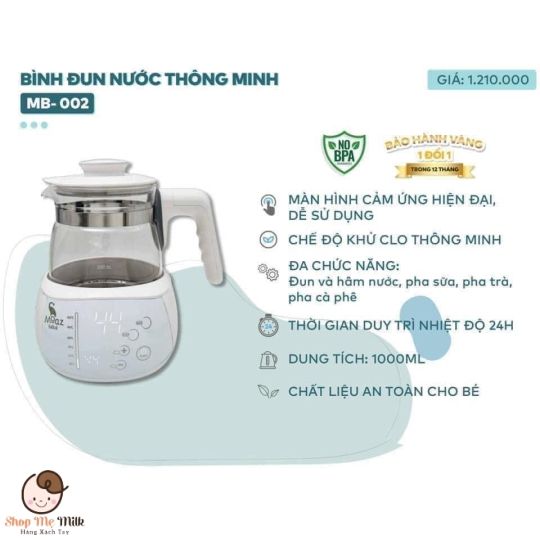 Bình đun nước pha sữa thông minh Moaz Bebe MB-002 ( Giữ nhiệt auto 40 độ C)