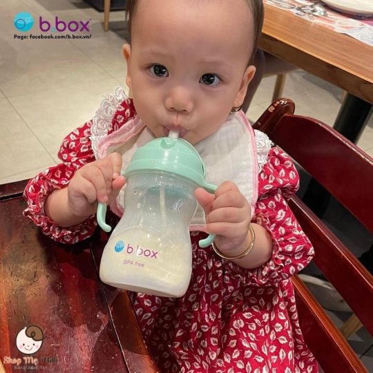 Bình B.Box tập hút cho bé từ 6 tháng 240ml của Úc ( có quả tạ chống sặc, chống lật đổ nước)