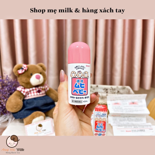 Lăn trị muỗi Muhi hồng 40ml Nhật - Cho trẻ sơ sinh