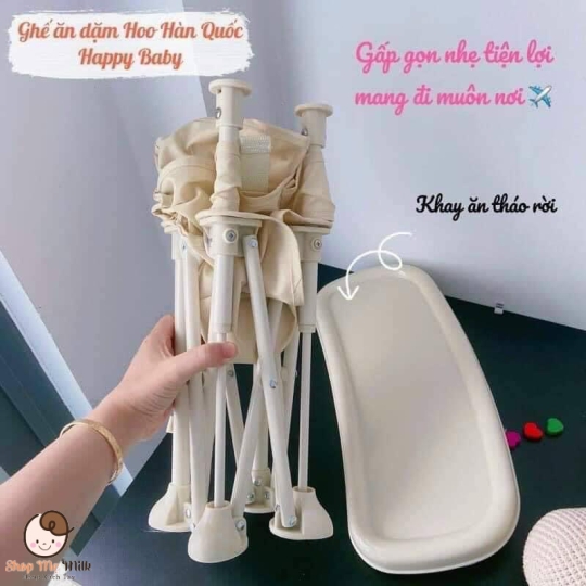 Ghế Hoo ăn dặm gấp gọn Style Hàn ( Bản tem vàng loại 1 - Thêu thỏ)