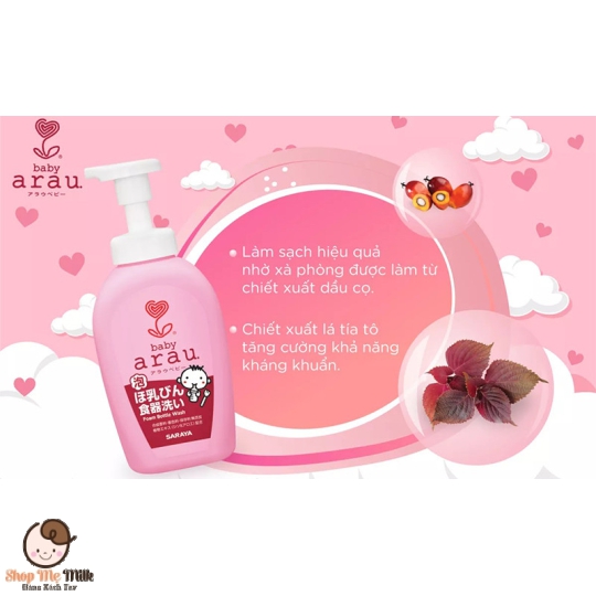 Nước rửa bình Arau nhật bản tạo bọt chai 500Ml