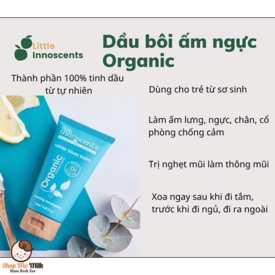 Dầu khuynh diệp ấm ngực Organic Little Innoscents Úc – 75ml (Từ sơ sinh)