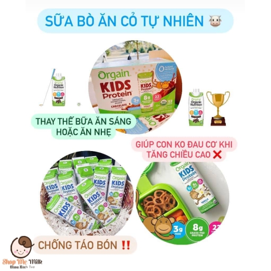 Sữa Orgain Kids Protein Strawberry Mỹ 244ml Thùng 12 Hộp date 2/2024