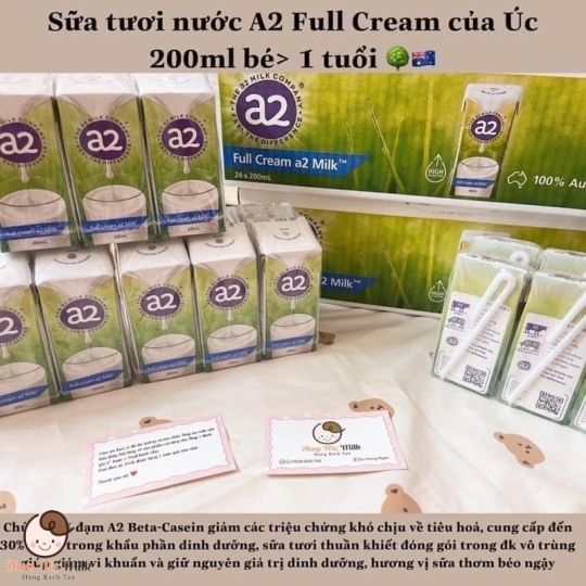 Sữa tươi A2 Nguyên Kem Full Cream Úc 200ml (24 hộp/thùng)