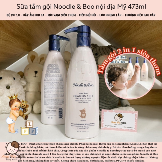 Sữa Tắm Noodle & Boo Mỹ 473ml Newborn 2in1 (Creme douce - Lavande)