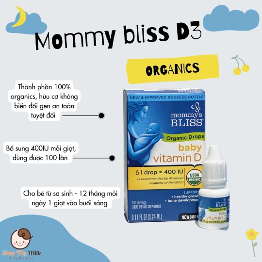 VITAMIN D3 MOMMY'S BLISS ORGANIC MY - D3 HỮU CƠ SIÊU SẠCH CHO BÉ SƠ SINH