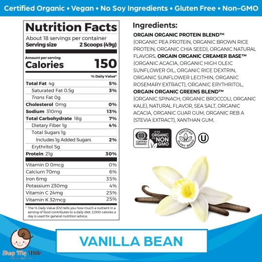 Bột Protein hữu cơ Orgain Organic Protein & Superfoods 1.22kg hương Vani của Mỹ