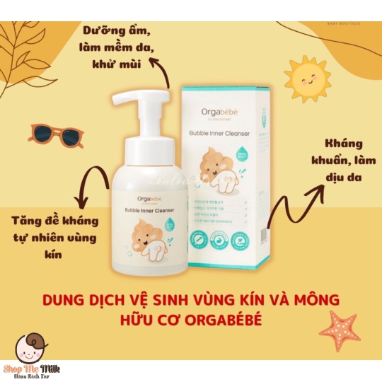 Bọt vệ sinh mông cơ thể Orgabebe Hàn Quốc 300ml ( tặng kèm nước giặt hữu cơ Mini)