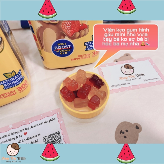 Kẹo Dẻo Gấu Gummy Vites bổ sung Vitamin của Mỹ Hộp 300 viên ( bé từ 2 tuổi)