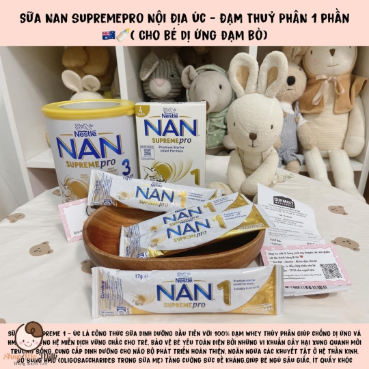 Sữa Nan Supremepro Úc Hộp 4 gói nhỏ ( Sữa TP1P cho bé dị ứng)