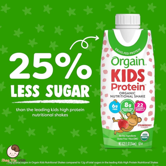 Sữa Orgain Kids Protein Strawberry Mỹ 244ml Thùng 12 Hộp date 2/2024