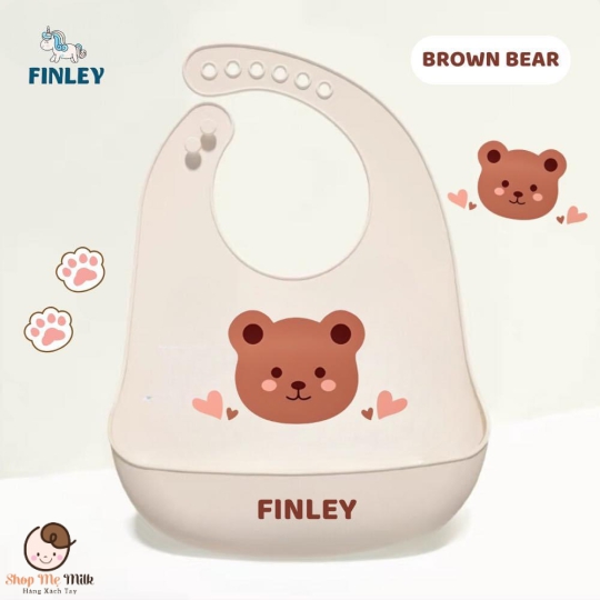 Yếm ăn dặm silicone Finley NK ( mẹ note hình gấu - thỏ vào ghi chú khi mua)