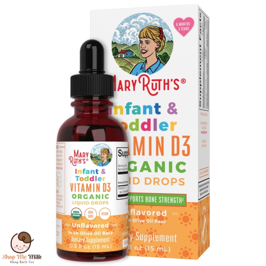 Vitamin D3 Mary Ruth's organic hữu cơ cho bé từ 6 tháng đến 3 tuổi Date 2025