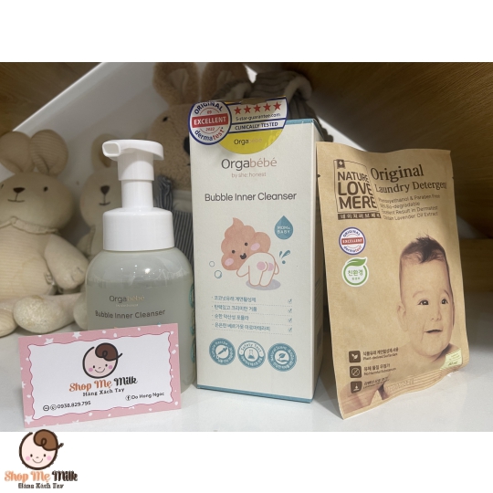 Bọt vệ sinh mông cơ thể Orgabebe Hàn Quốc 300ml ( tặng kèm nước giặt hữu cơ Mini)