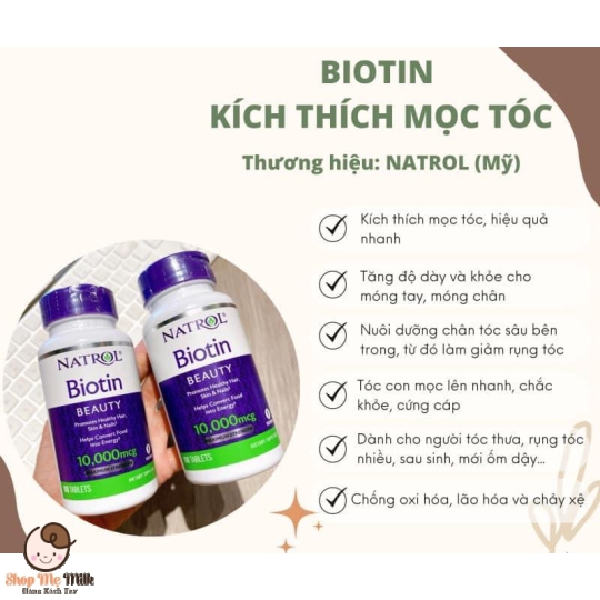 Viên uống Biotin 10.000mcg của Mỹ 100 viên ( Hỗ trợ mọc tóc, giảm gãy rụng tóc)