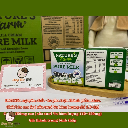 Sữa tươi Nature's Farm Nguyên chất 150Ml Của Úc bé từ 1 tuổi