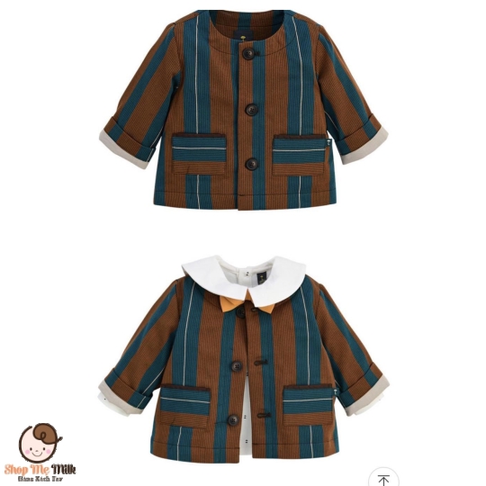 Set bộ hãng Moimoln Made in korea chú hề size 90cm (Áo vest, quần bí, áo dài tay & nơ cổ)