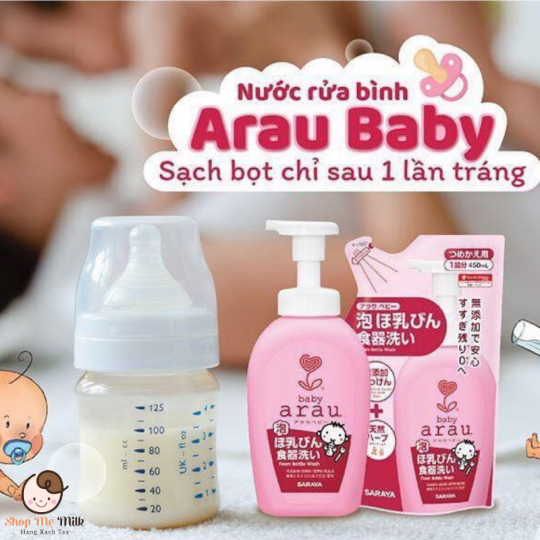 Nước rửa bình Arau nhật bản tạo bọt chai 500Ml