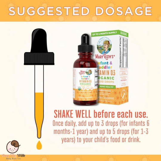 Vitamin D3 Mary Ruth's organic hữu cơ cho bé từ 6 tháng đến 3 tuổi Date 2025