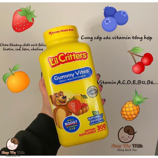 Kẹo Dẻo Gấu Gummy Vites bổ sung Vitamin của Mỹ Hộp 300 viên ( bé từ 2 tuổi)