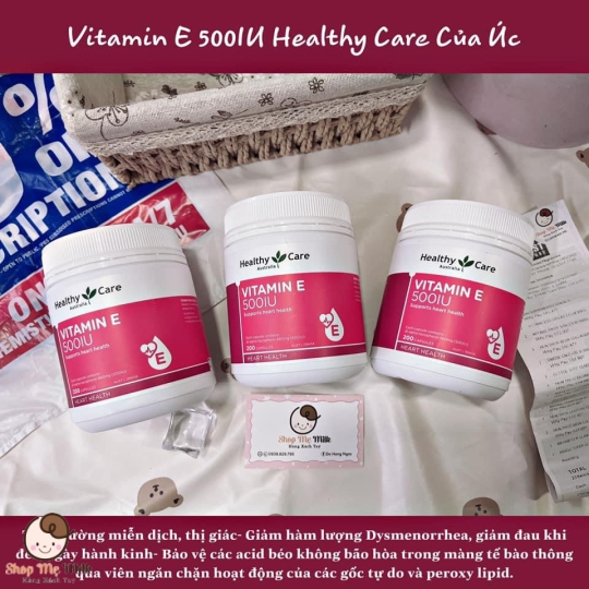 Vitamin E 500IU Healthy Care Úc Hộp 200 Viên