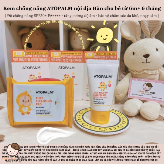 Kem chống nắng Atopalm cho bé Hàn Quốc kèm set khăn tẩy trang ( 6m+)
