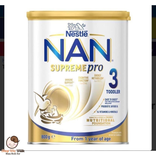 Sữa Nan SupremePro Úc số 3 Lon 800g ( Bé từ 1 tuổi - dị ứng đạm bò TP1P)