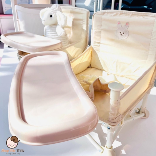 Ghế Hoo ăn dặm gấp gọn Style Hàn ( Bản tem vàng loại 1 - Thêu thỏ)
