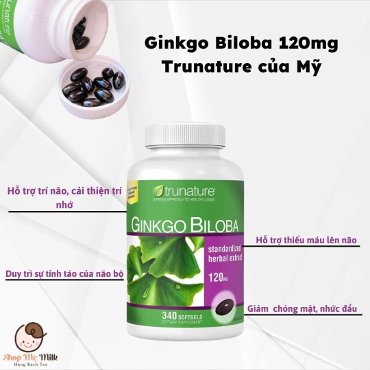 Viên uống bổ não Ginkgo Biloba Trunature 340 viên Mỹ - Hàng Air