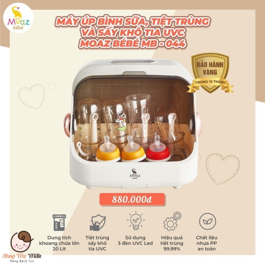 Máy úp bình sữa và tiệt trùng sấy khô Tia UCV Moaz Bé.Bé MB - 044 ( Bảo hành chính hãng 1 năm)