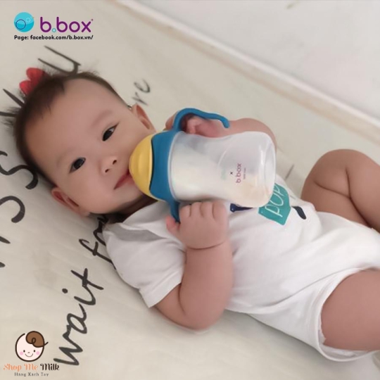 Bình B.Box tập hút cho bé từ 6 tháng 240ml của Úc ( có quả tạ chống sặc, chống lật đổ nước)