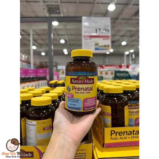 VITAMIN TỔNG HỢP CHO MẸ BẦU NATURE MADE PRENATAL FOLIC ACID + DHA, 150 VIÊN MỸ