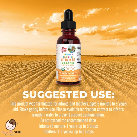 Vitamin D3 Mary Ruth's organic hữu cơ cho bé từ 6 tháng đến 3 tuổi Date 2025