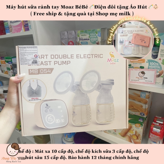 Máy Hút sữa điện đôi Moaz Bé.Bé 10 cấp độ MB -054 ( Bảo hành 1 năm)